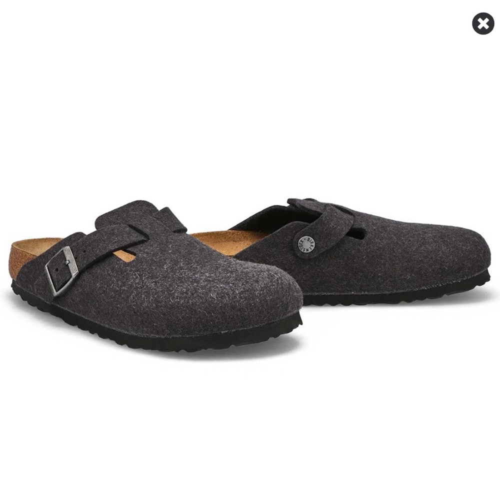 Birkenstock Gray Wool Boston Clogs